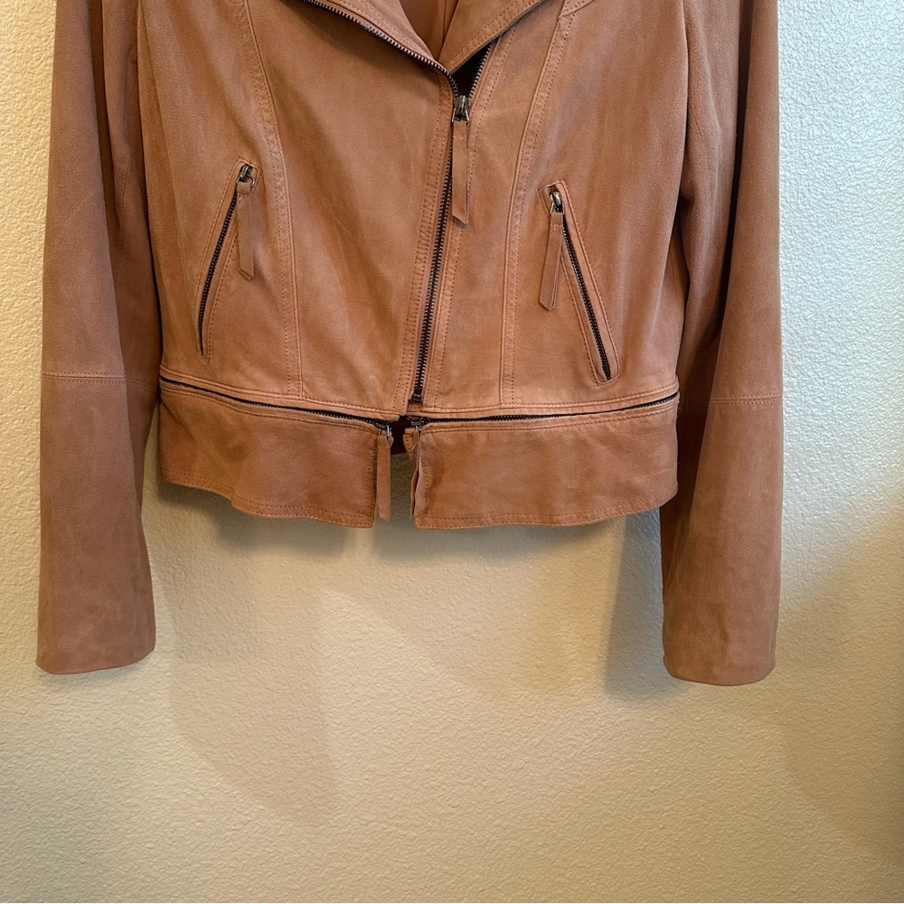 White House Black Market Women's Tan Suede Leather Jacket size M - Picture 2 of 5